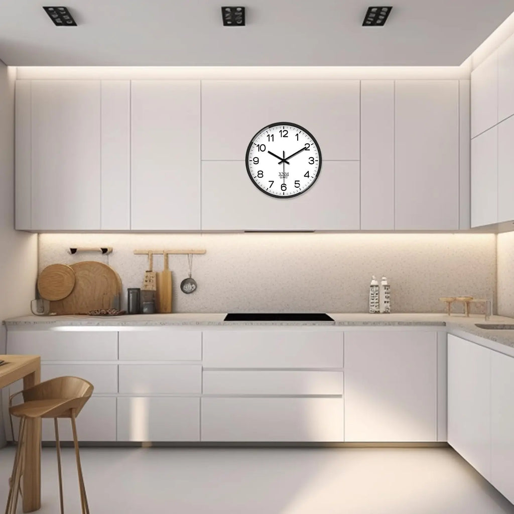 XNM 8 Inch Small White Classic Wall Clock Silent Non Ticking Analog Modern for Living Room Bedroom Kitchen Battery Operated