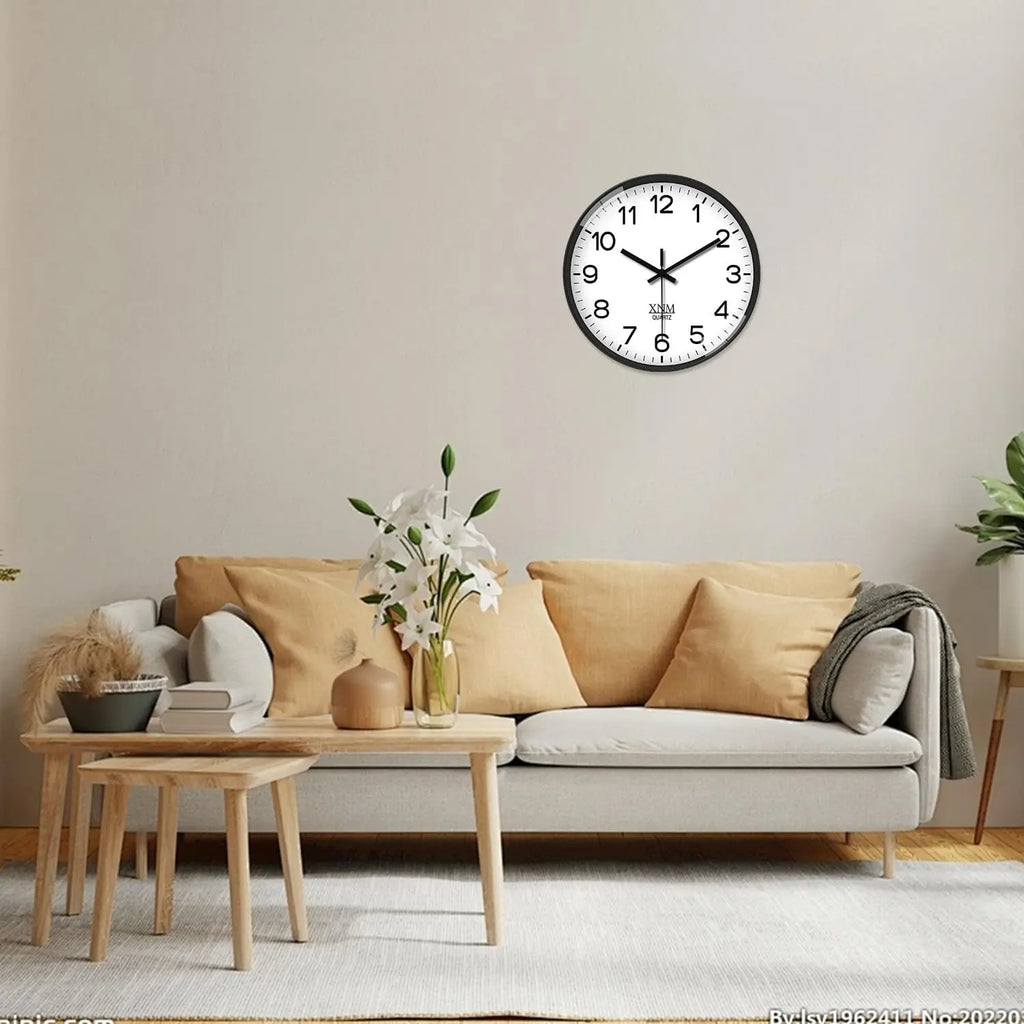 XNM 8 Inch Small White Classic Wall Clock Silent Non Ticking Analog Modern for Living Room Bedroom Kitchen Battery Operated