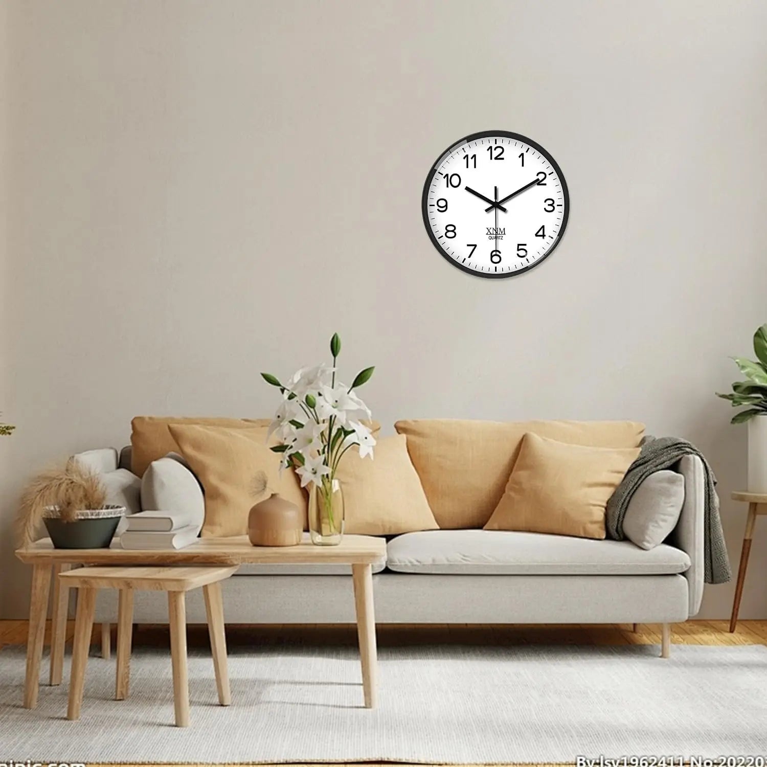 XNM 8 Inch Small White Classic Wall Clock Silent Non Ticking Analog Modern for Living Room Bedroom Kitchen Battery Operated